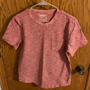 Express Mens Medium red stripe shirt sleeve Shirt